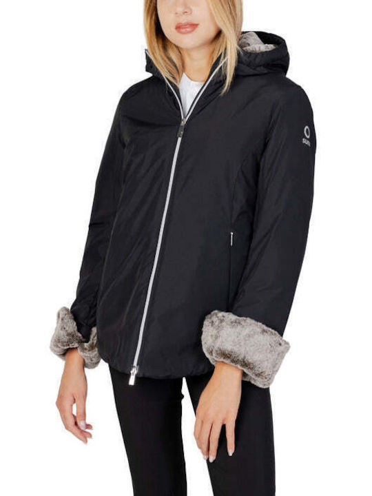 Suns Kurz Damen Puffer Jacke für Winter Schwarz