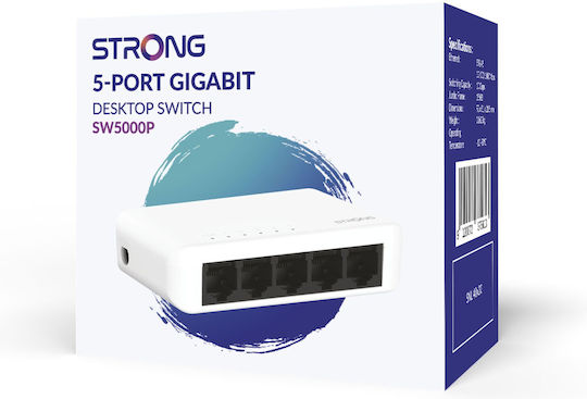 Strong SW5000P Unverwaltet L2 Switch mit 5 Ports Gigabit (1Gbps) Ethernet