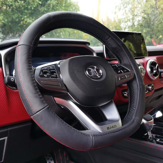 Feral Car Steering Wheel Cover with Diameter 38cm made of Leatherette Black