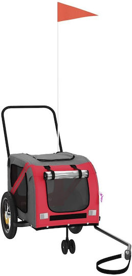 vidaXL Remorcă bicicletă pentru transport câine până la 30kg Roșu M122xL53xA52cm.