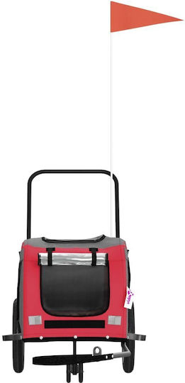 vidaXL Remorcă bicicletă pentru transport câine până la 30kg Roșu M122xL53xA52cm.