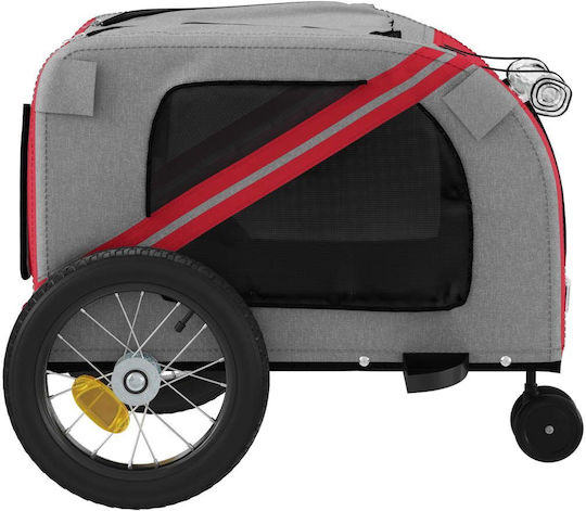 vidaXL Remorcă bicicletă pentru transport câine până la 30kg Roșu M122xL53xA52cm.