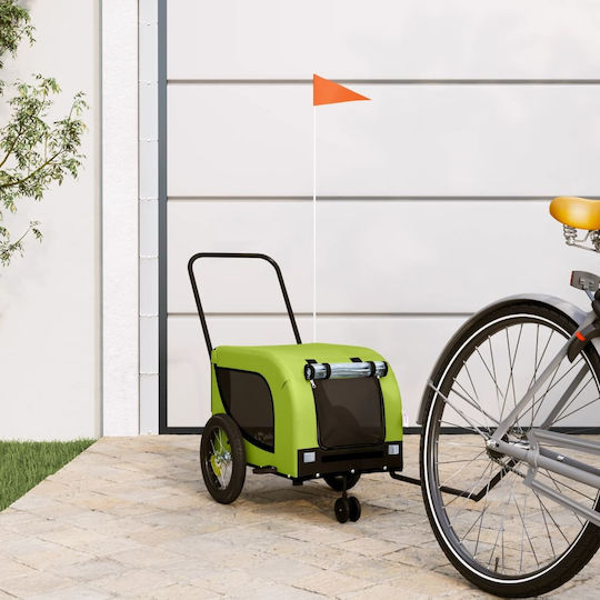 vidaXL Dog Carrying Green Bicycle Trailer for 30kg Pets L124xW53xH53cm