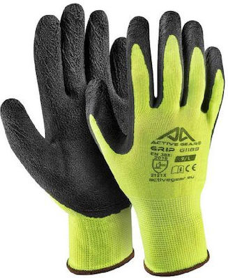 Active Gear Grip Gloves for Work Black Latex 1pcs