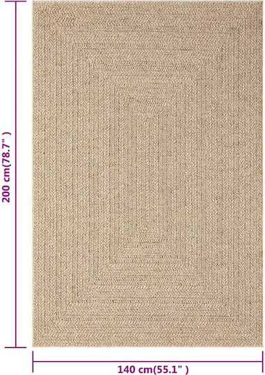 vidaXL Zizur Teppich Außenbereich Rechteckig aus Jute Brown