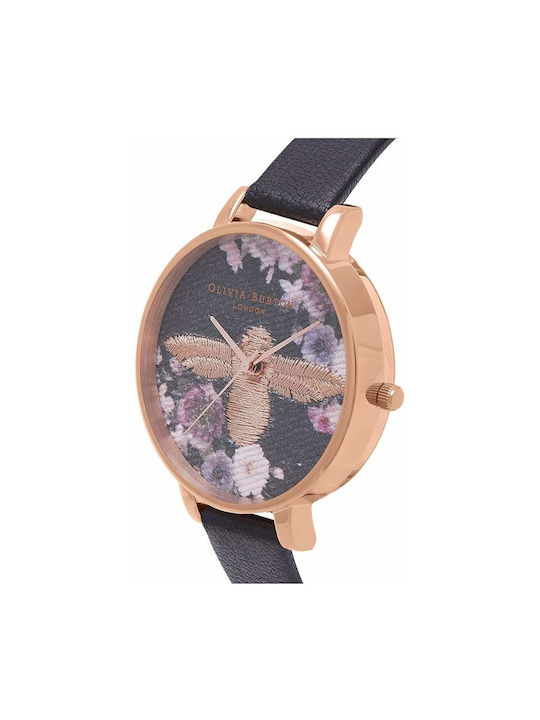 Olivia Burton Watch with Black Leather Strap