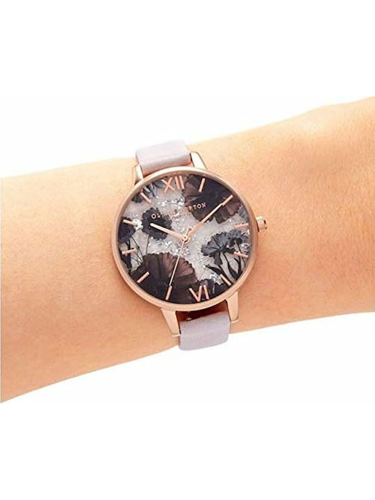 Olivia Burton Γυναικείο Ρολόι 34mm Μπαταρίας με Ροζ Δερμάτινο Λουράκι