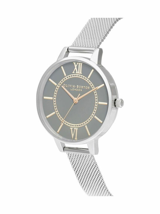 Olivia Burton Γυναικείο Ρολόι 34mm Μπαταρίας με Ασημί Μεταλλικό Μπρασελέ