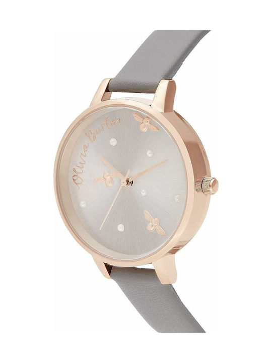 Olivia Burton Γυναικείο Ρολόι 34mm Μπαταρίας με Γκρι Δερμάτινο Λουράκι