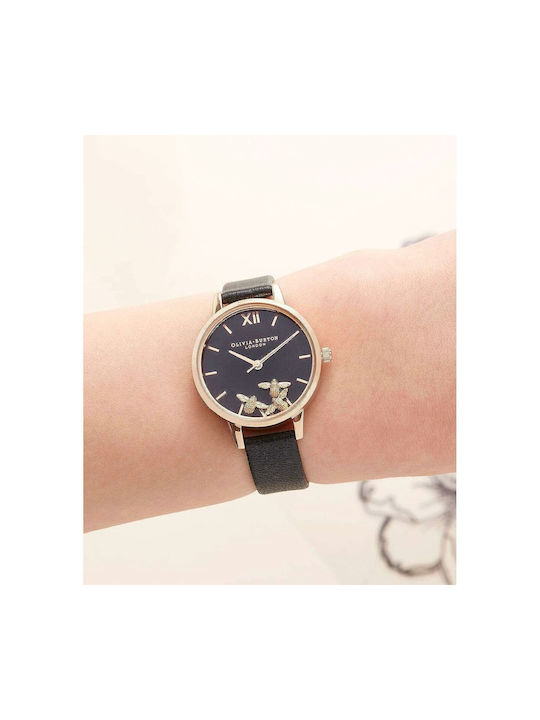 Olivia Burton Watch with Black Leather Strap