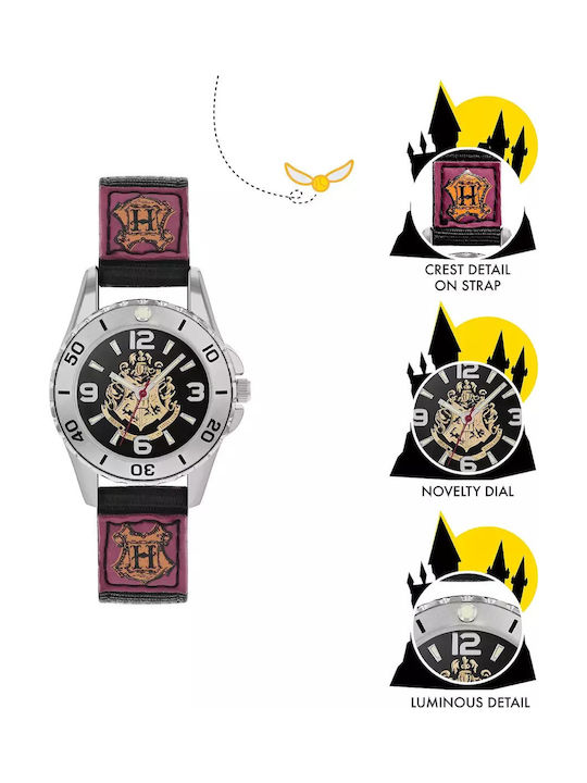 Disney Kids Analog Watch Harry Potter with Rubber/Plastic Strap Black