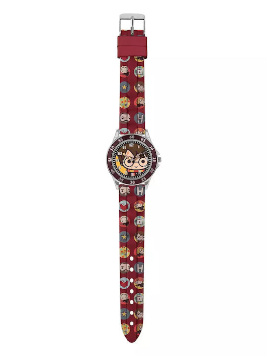 Disney Kids Analog Watch Harry Potter with Rubber/Plastic Strap Burgundy