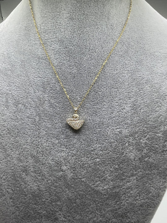 Swan from Gold Plated Steel with Zircon