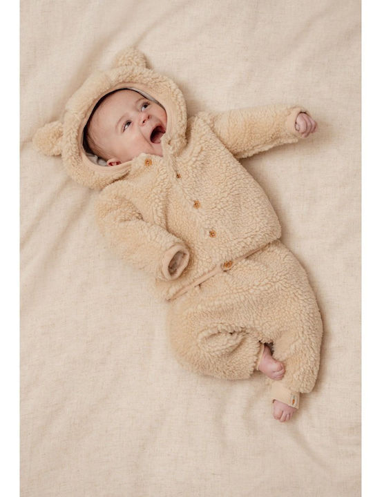 Kids' Casual Jacket with Hood Beige Teddy Baby Bunny Sand