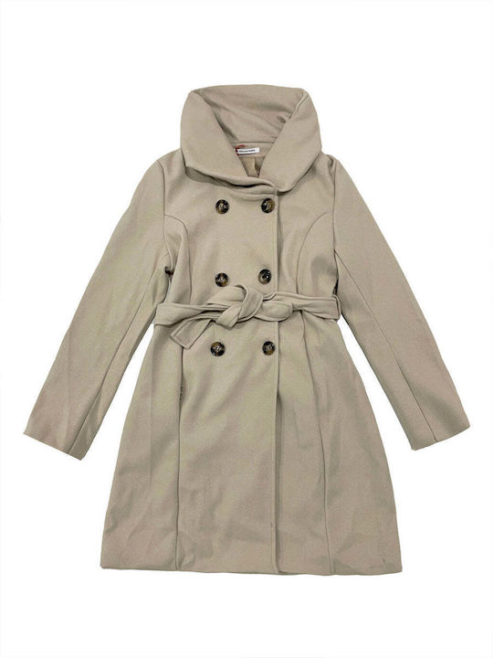 Ustyle Women's Long Coat with Belt beige