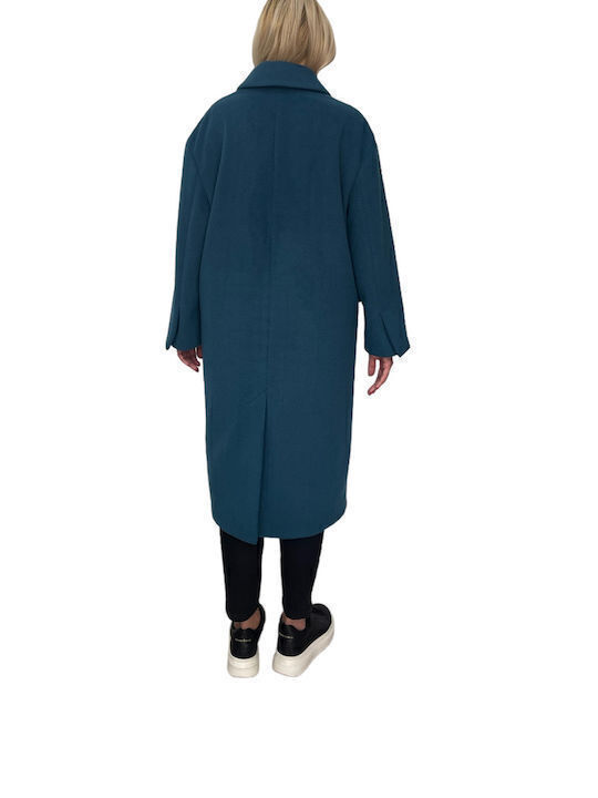 Women's Petrol Coat with Buttons