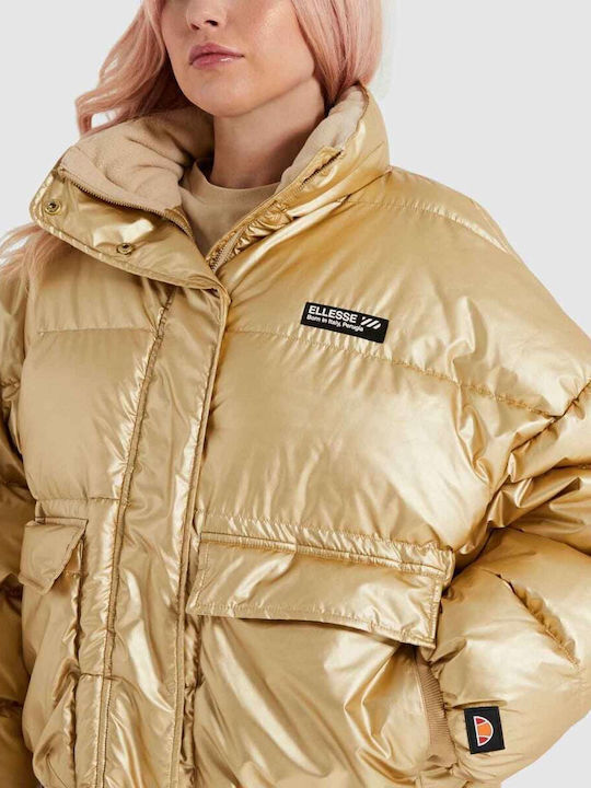 Ellesse Women's Short Puffer Jacket for Winter Gold