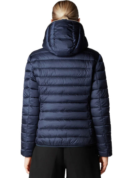 'alexis' Women's Short Puffer Jacket for Winter Blue black (90010)