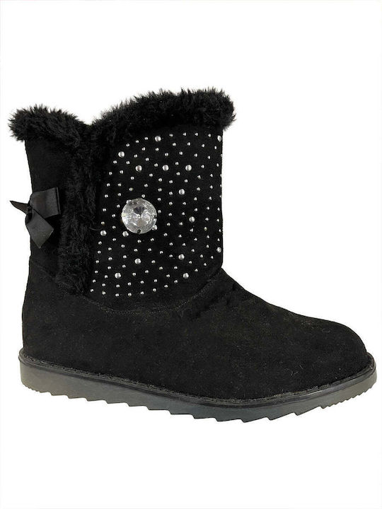 Ustyle Kids Suede Boots with Zipper Black