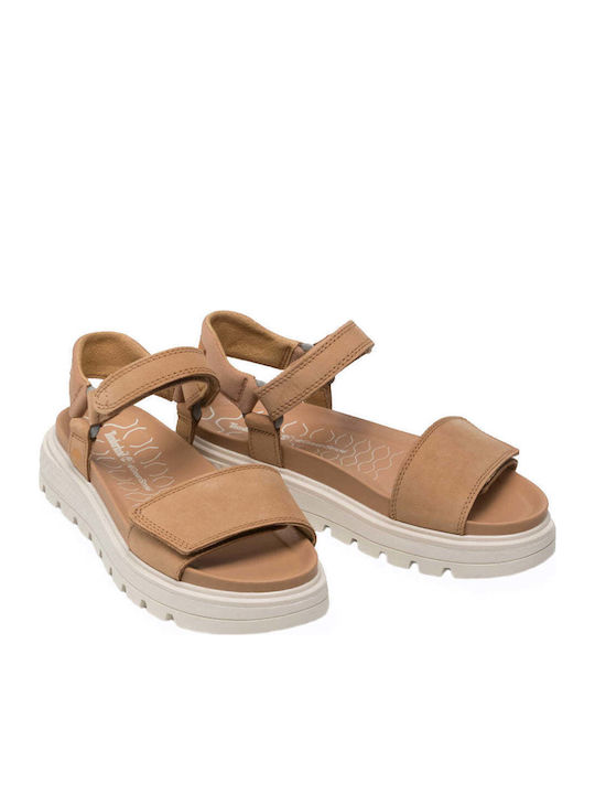 Ray City Sandal Δερμάτινα Γυναικεία Ανατομικά Σανδάλια Flatforms Ταμπά
