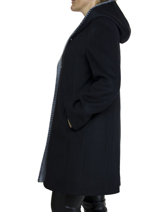 Emporio Co. Women's Midi Coat Black.