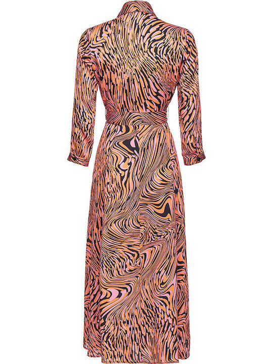 Amimone Summer Midi Shirt Dress Satin