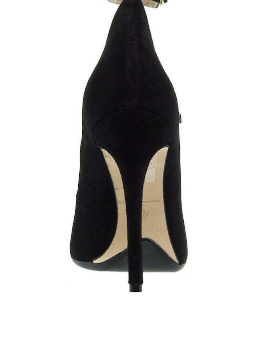 Mourtzi Suede Black Heels with Strap