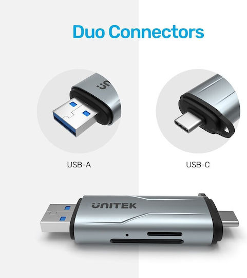 Unitek Card Reader USB 3.2 for /S/D/ /m/i/c/r/o/S/D/ / / / / Gray