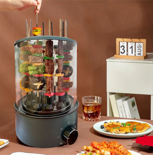 XKGJ BBQ Tischplatte Vertikaler Spieß 1100W mit Deckel 31cmx21cmcm