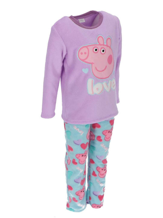 Peppa Pig Kinder Schlafanzug Winter Fleece Flieder
