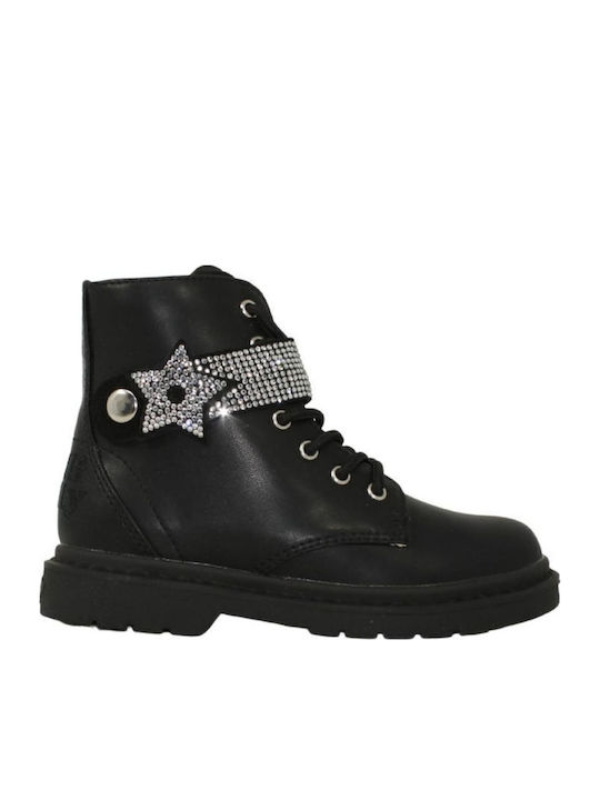 Stella Stellina Anatomical Leather Kids Boots with Laces Black