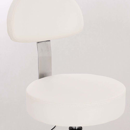Salon Stools Wheeled Stool with Backrest White ΛΕΥΚΌ-5420182