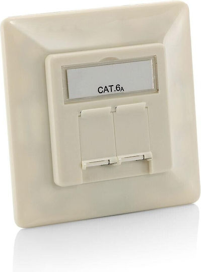 Equip Μονή Πρίζα Δικτύου RJ45 με Πλαίσιο Τύπου Cat6 σε Λευκό Χρώμα 125775