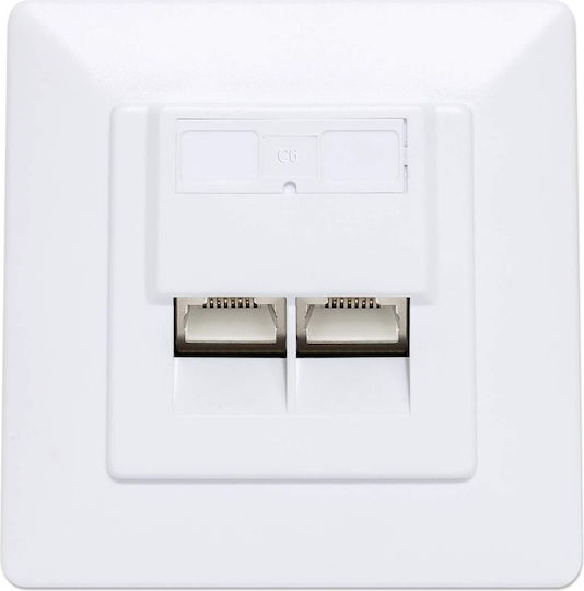 Intellinet Dublu Prize De Rețea RJ45 Cu Cadru Tip Cat6 În Culoare Albă 771900