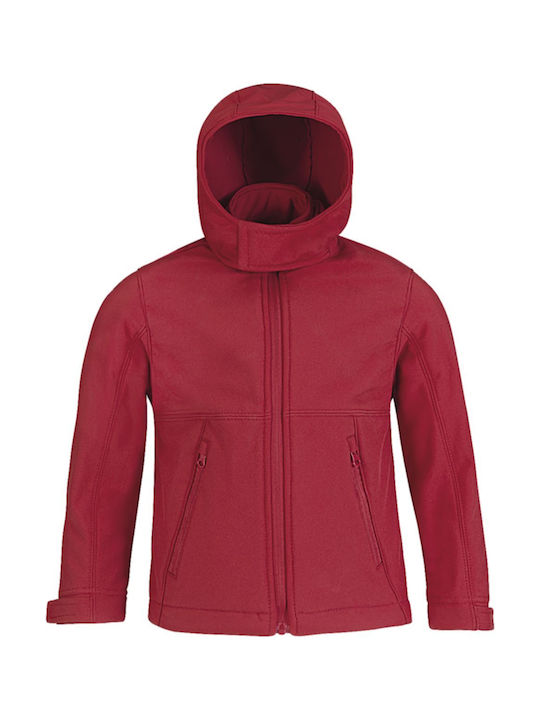 Kids Softshell Hooded Jacket B&C Hooded Softshell Kid Red