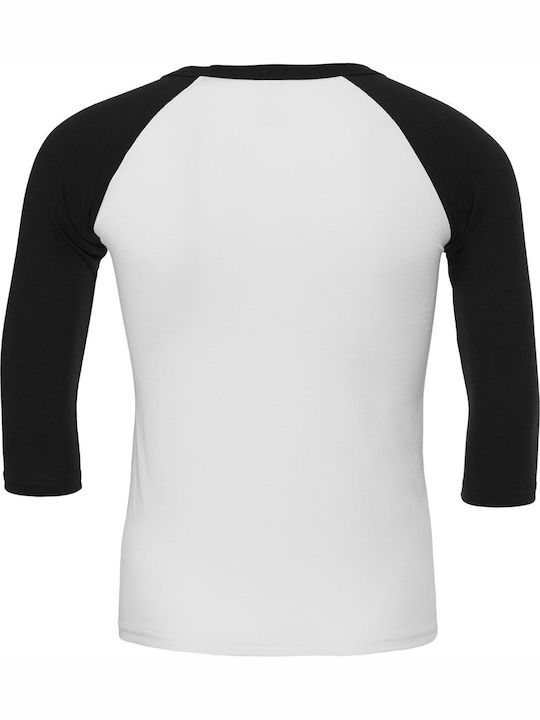 Triblend 3/4 Sleeve Baseball T-Shirt Bella 3200 White/Black