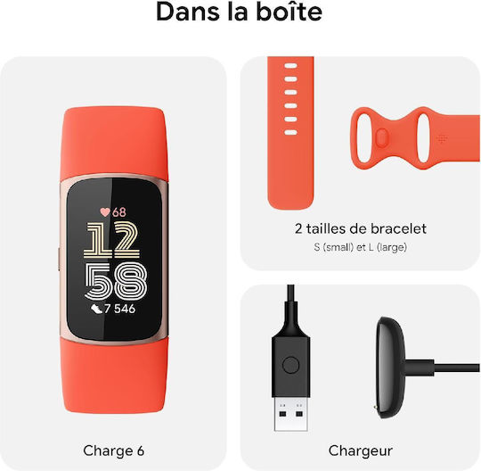 Fitbit Charge 6 Șampanie / Coral