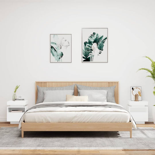 Комоди Дървени Бели 2бр 40x39x48.5см