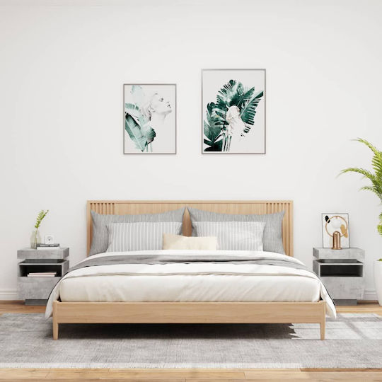 Κομοδίνα Ξύλινα Γκρι Σκυροδέματος 2τμχ 40x39x48.5cm