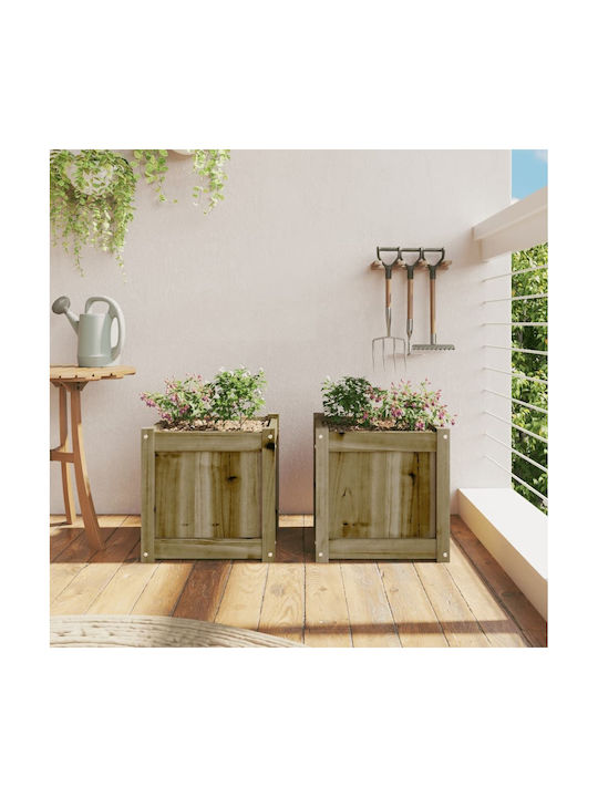 vidaXL Garden Set 2 Planters Wooden Brown
