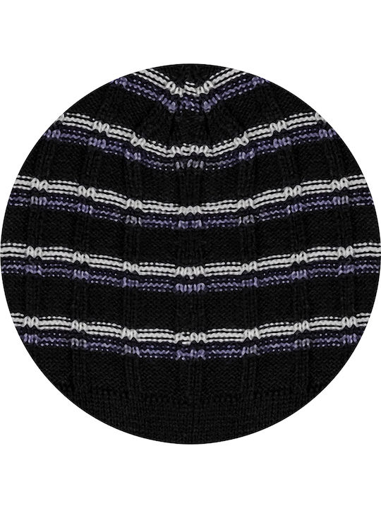 Beanie Ανδρικός Σκούφος Πλεκτός Μαύρο/Μωβ