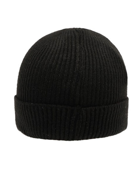 Kendall + Kylie Beanie Beanie with Rib Knit in Black color