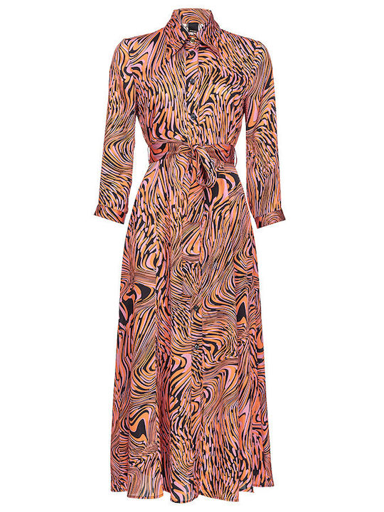 Amimone Summer Midi Shirt Dress Satin
