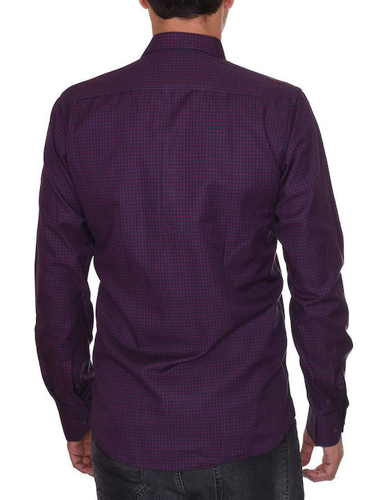 Endeson Fashion Men's Shirt Long Sleeve Bordeaux.