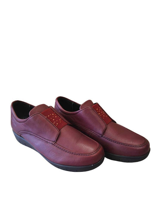 Δερμάτινα Γυναικεία Loafers σε Μπορντό Χρώμα