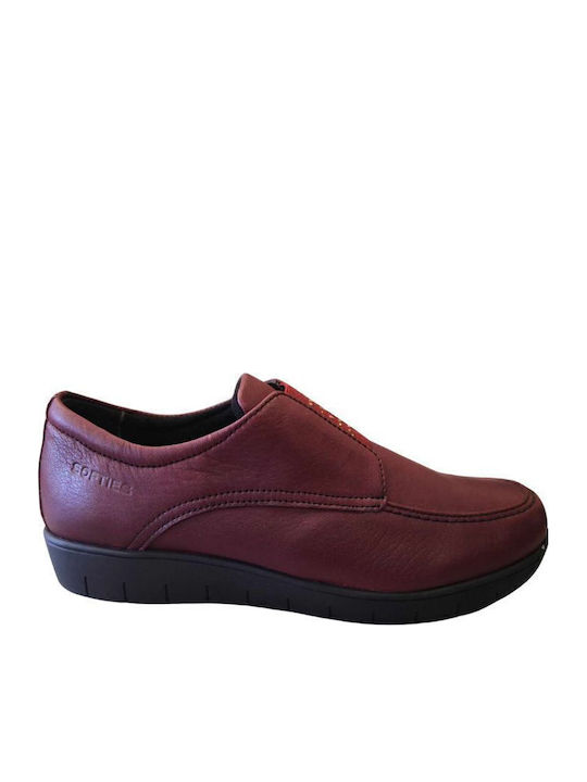 Δερμάτινα Γυναικεία Loafers σε Μπορντό Χρώμα