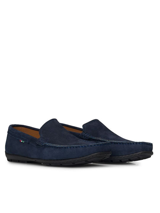 Antonio Shoes Men's Leather Moccasins Blue