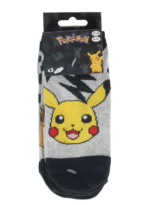 Kids' Ankle Socks Pokémon Grey 3 Pairs