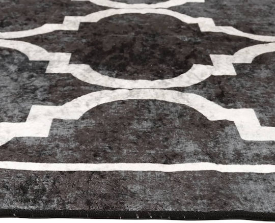 vidaXL Anti-slip Rug Rectangular Black and White