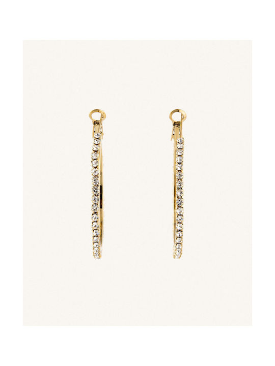 StanStefan Single Earring Hoop made of Steel Gold Plated with Stones